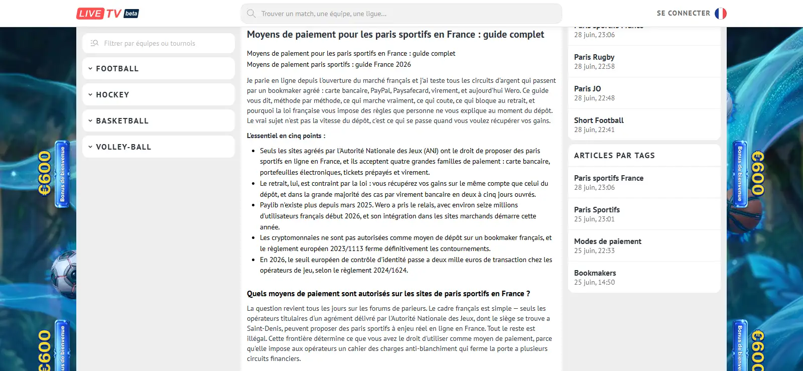 Guide LiveTV consacré aux cartes et moyens de paiement en France